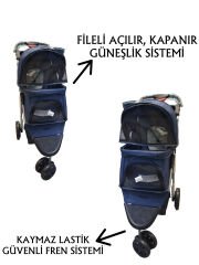 Tommy Evcil Hayvan Arabası 80x46x99cm Lacivert Max 15 Kg